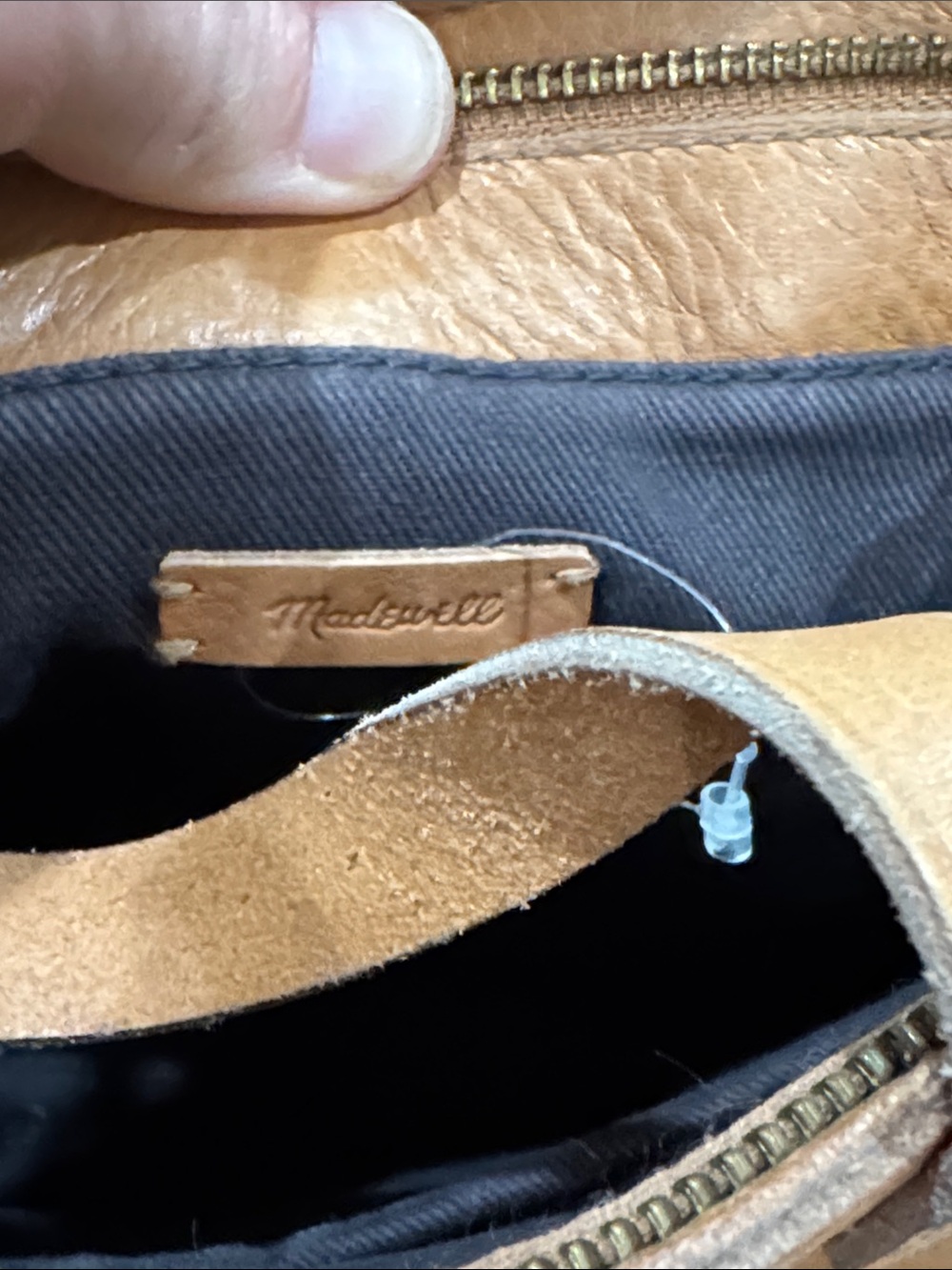 Madewell Small Transport Striped Tote Crossbody Bag in a brown leather colorway - Picture 8 of 8